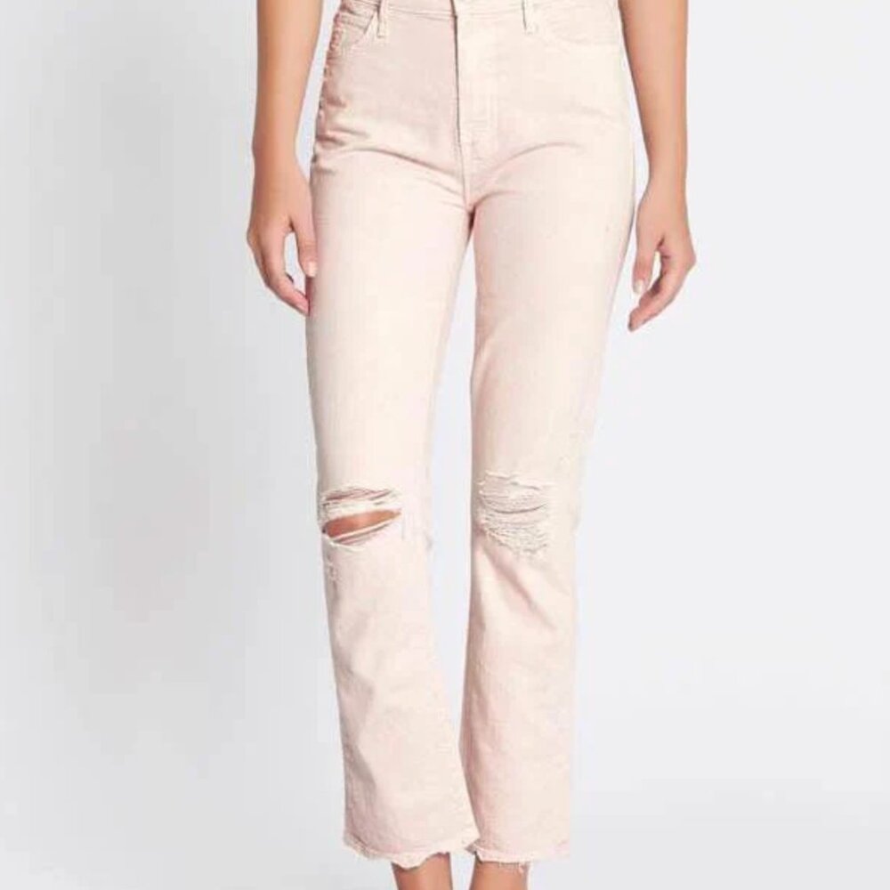 Mother The Rascal Ankle Jeans 27 Soft Pink High Rise Distressed - Picture 2 of 10